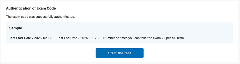Test Code 90801 Entering and Authenticating the Test Code